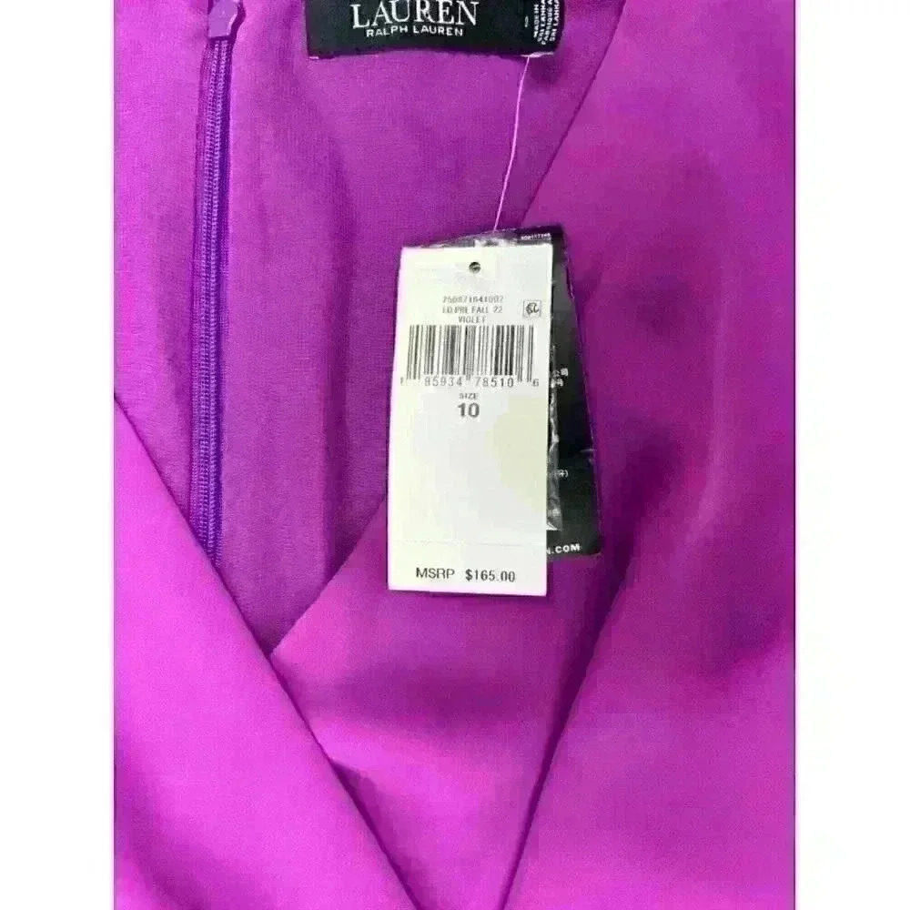 NEW! Lauren Ralph Lauren Women's 10 Buckle-Trim Georgette Shirtdress NWT $165 - Picture 3 of 3